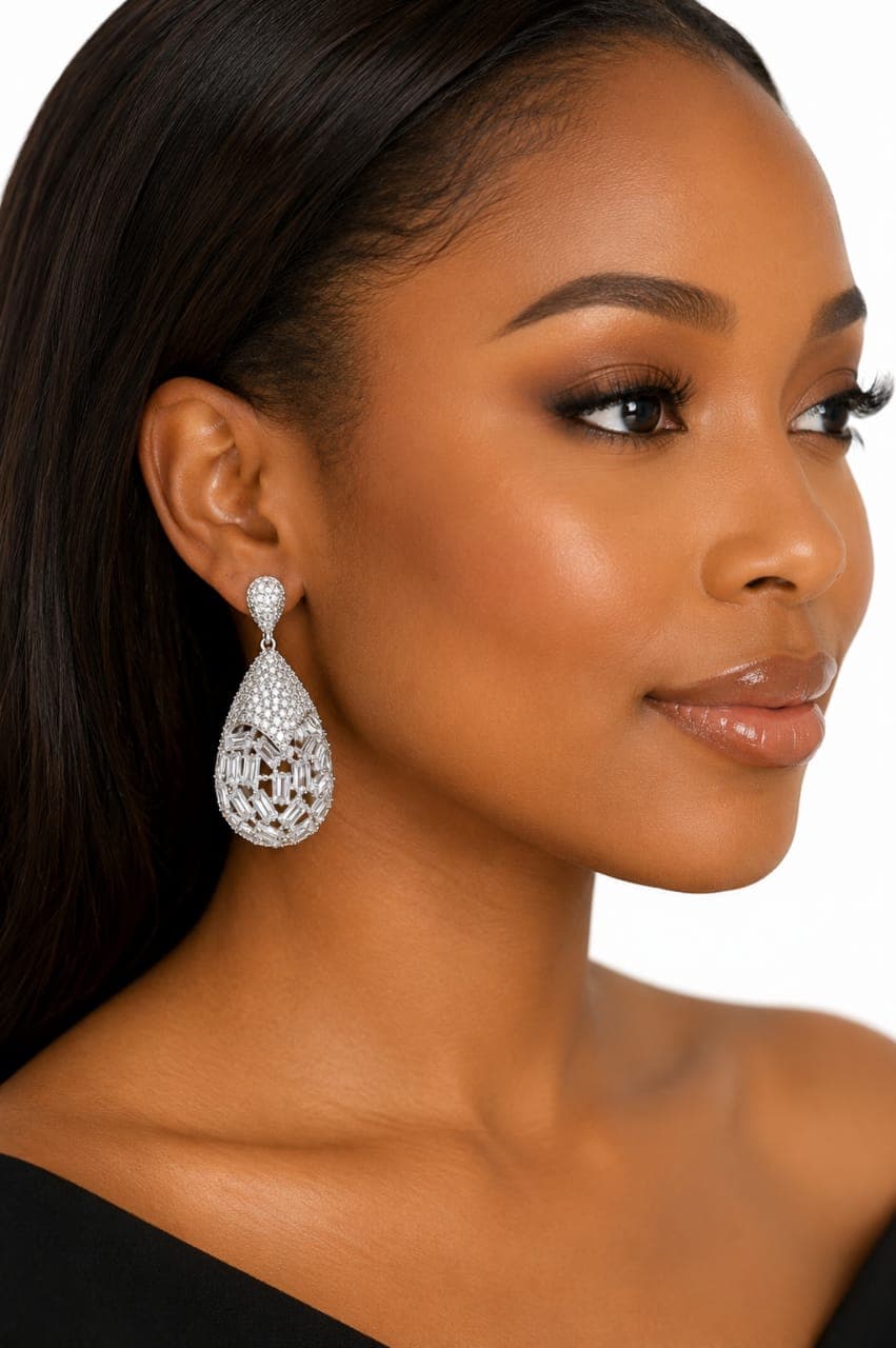 Crystal Lattice Teardrop Earrings